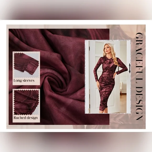 GRACE KARIN Ruched Wrap Bodycon Dress #1034 - Picture 9 of 10